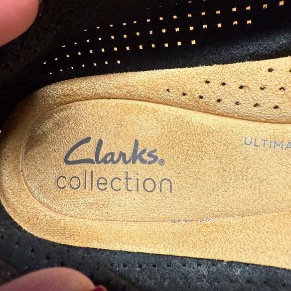 CLARKS Jenette Ease Perforated Women's 7.5 Black Leather Super Flex Ballet Flats - Picture 10 of 12